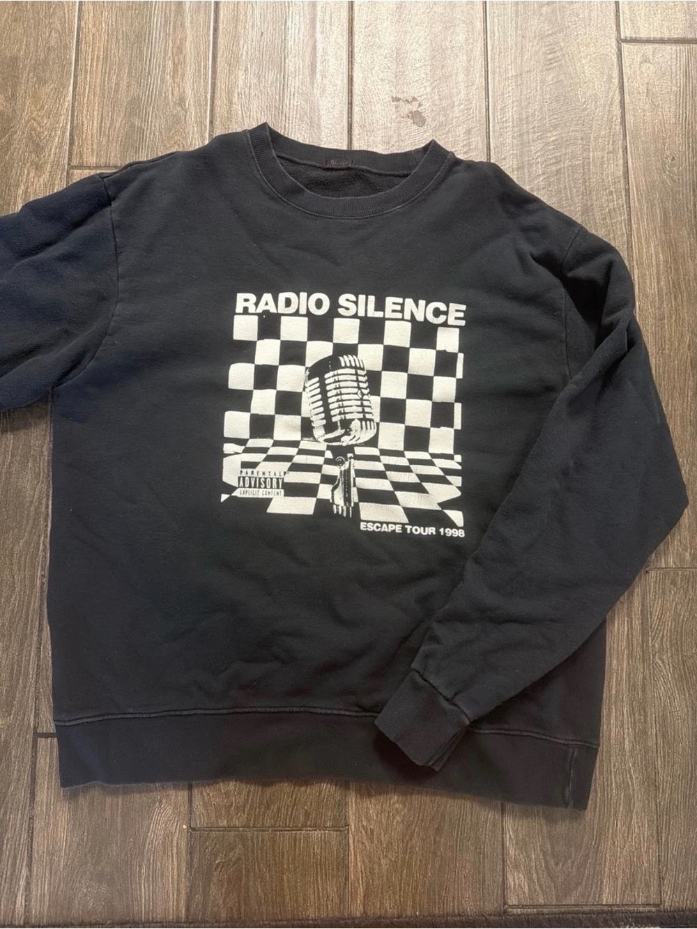 Brandy Melville Black Radio Silence Graphic Crewneck